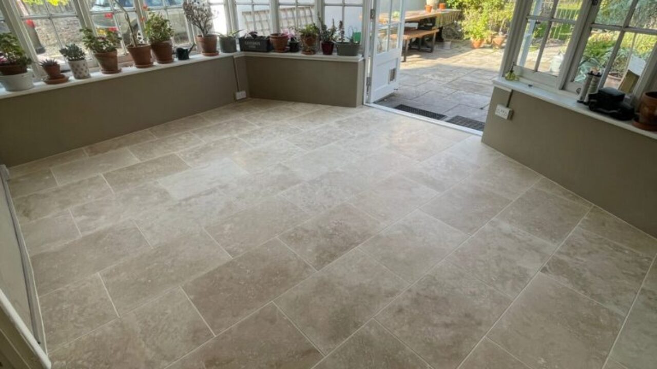 floor tiling fitting in a conservatory