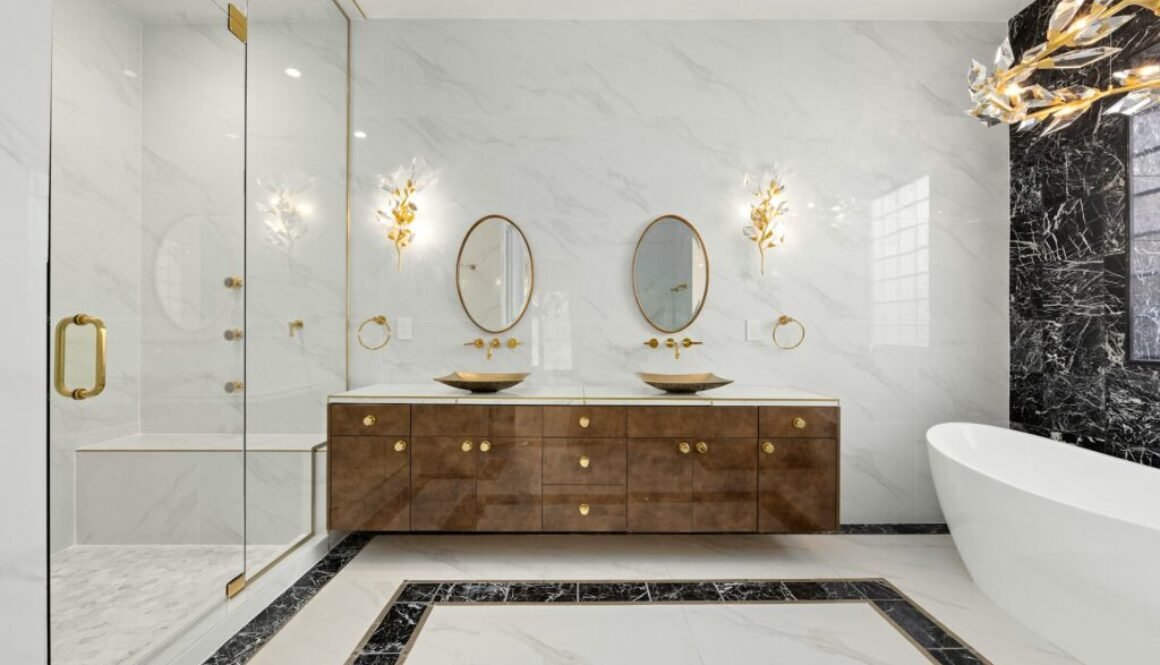 luxury bathroom and shower areas tiled