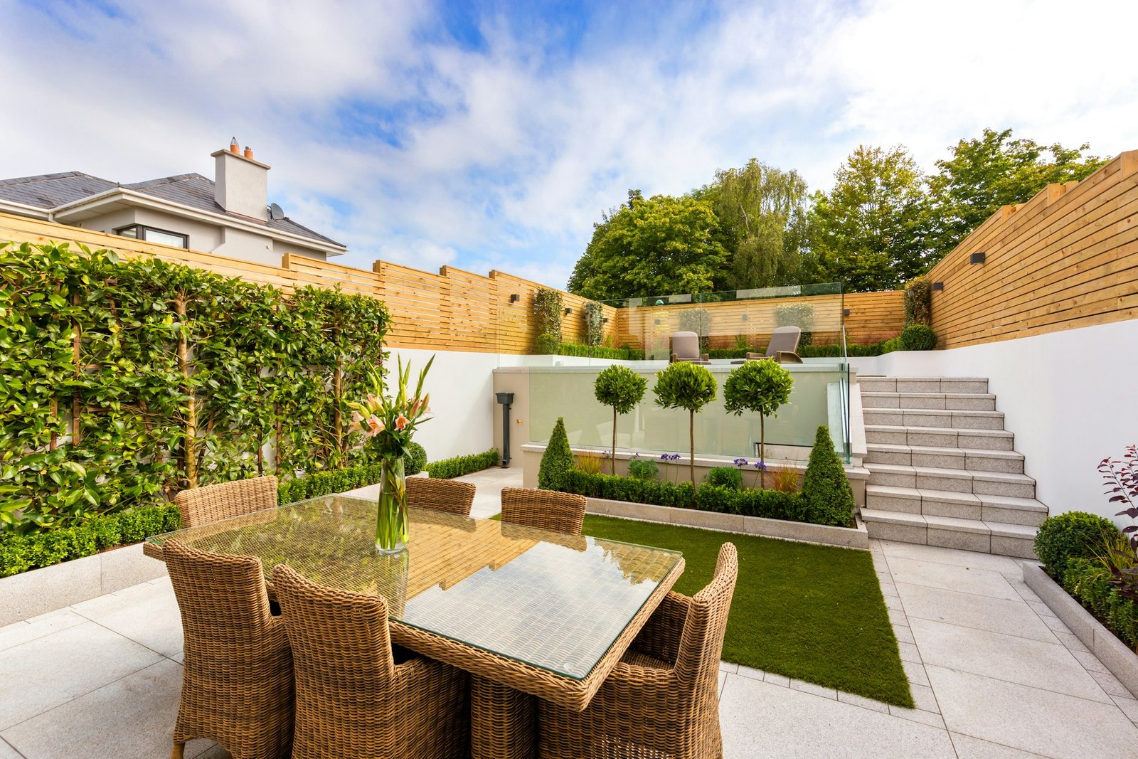 outdoor tiling on a backgarden
